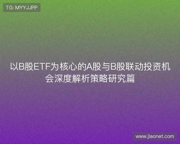 以B股ETF为核心的A股与B股联动投资机会深度解析策略研究篇